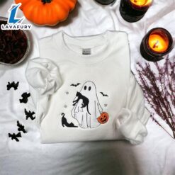 Halloween Sweatshirt Embroidered, Cute Black…