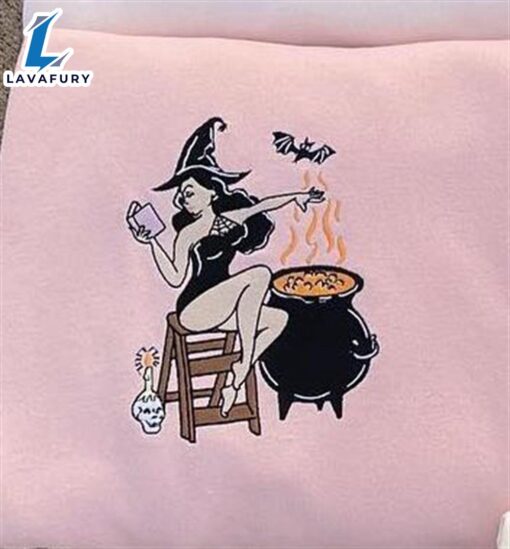 Halloween Witch Embroidery Sweatshirt For Man And Women
