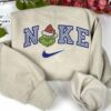 Happy Grinch Face Blue Embroidered Sweatshirt