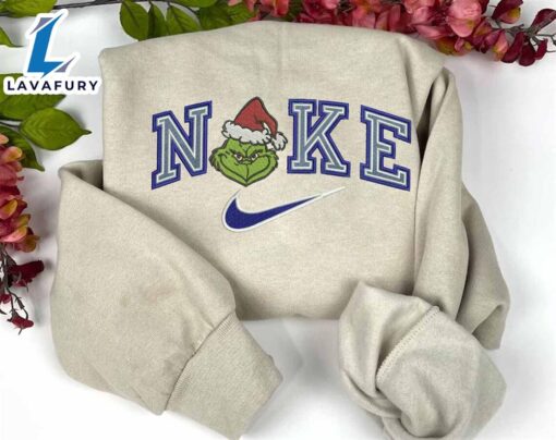Happy Grinch Face Blue Embroidered Sweatshirt  For Man And Women
