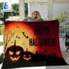 Happy Halloween Sherpa Blanket - Pumpkin Throw Blanket - Halloween Gift