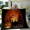 Happy Halloween Sherpa Throw - Pumpkin Throw Halloween Blanket - Halloween Gift