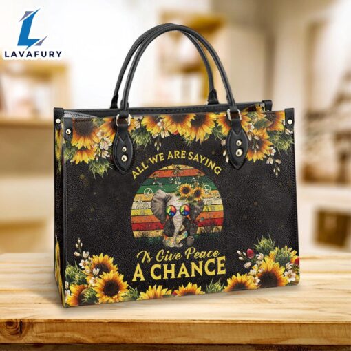 Hippie Give Peace A Chance 2 Leather Bag Christ Gifts Leather Bags Christian Leather Bag