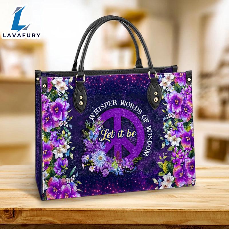 Hippie Let It Be Purple Peace Sign Leather Bag Christ Gifts Leather Bags Christian Leather Bag Hippie Let It Be Purple Peace Sign Leather Bag Christ Gifts Leather Bags Christian Leather Bag
