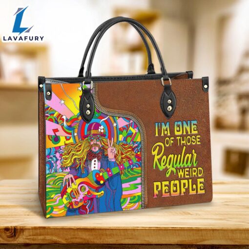 Hippie One Of Those Regular Weird People Leather Bag Christ Gifts Leather Bags Christian Leather Bag