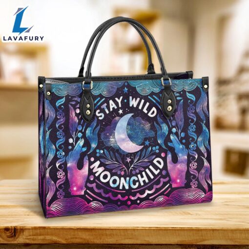 Hippie Stay Wild Moon Child Leather Bag Christ Gifts Leather Bags Christian Leather Bag