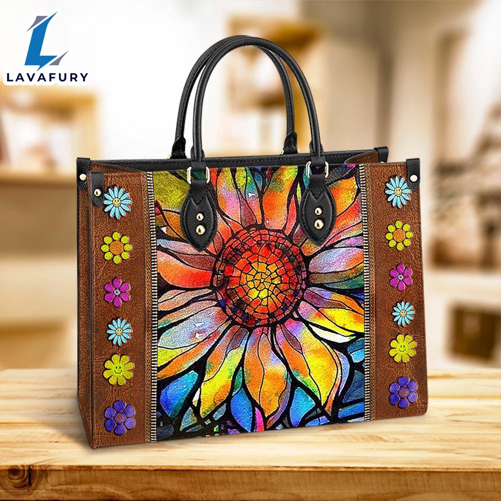 Hippie Sunflower Colorful 2 Leather Bag Christ Gifts Leather Bags Christian Leather Bag Hippie Sunflower Colorful 2 Leather Bag Christ Gifts Leather Bags Christian Leather Bag
