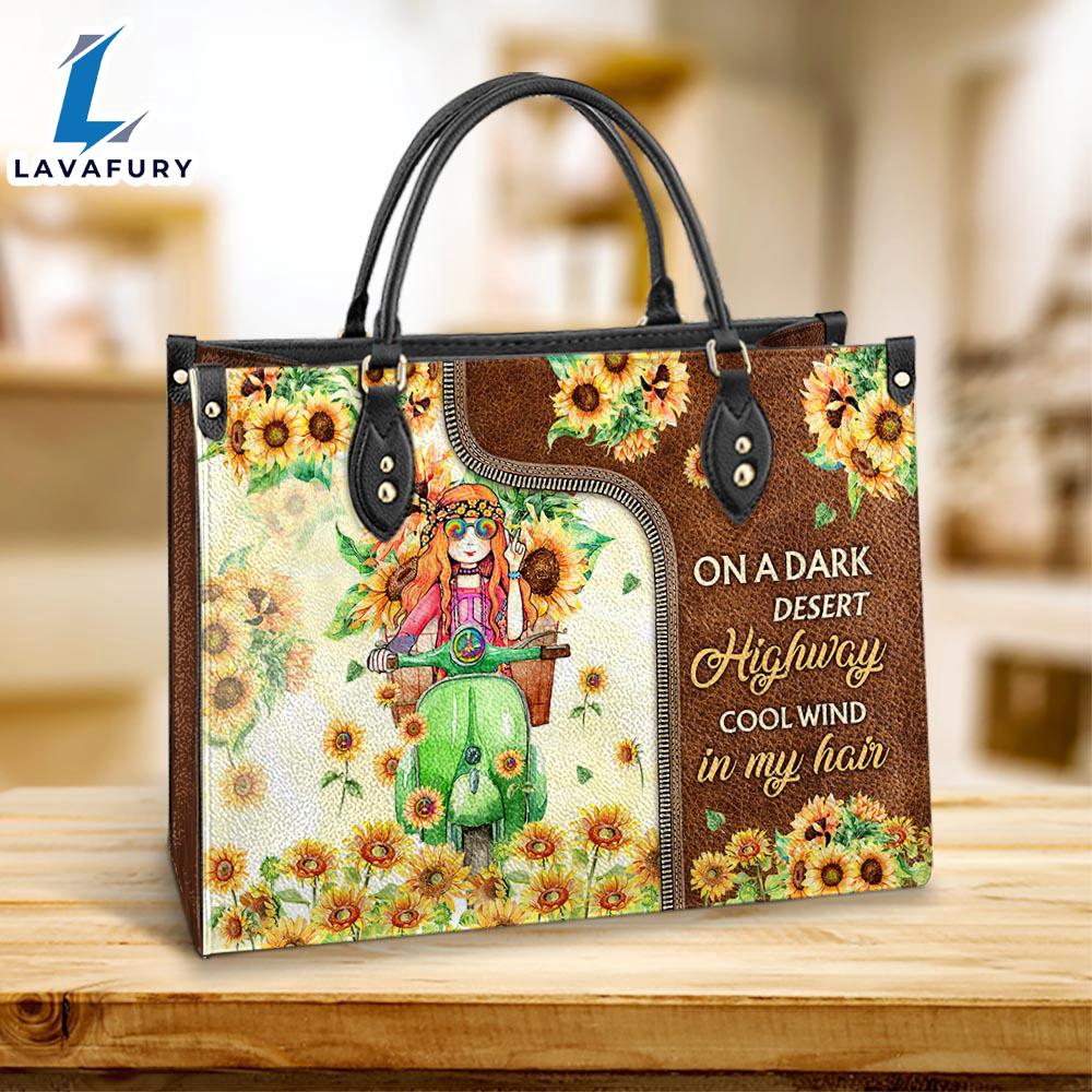 Hippie Sunflower On A Dark Desert Highway Leather Bag Christ Gifts Leather Bags Christian Leather Bag Hippie Sunflower On A Dark Desert Highway Leather Bag Christ Gifts Leather Bags Christian Leather Bag
