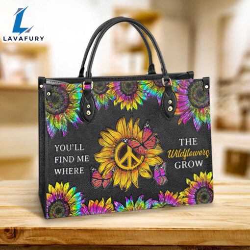 Hippie Where The Wildflowers Grow Leather Bag Christ Gifts Leather Bags Christian Leather Bag