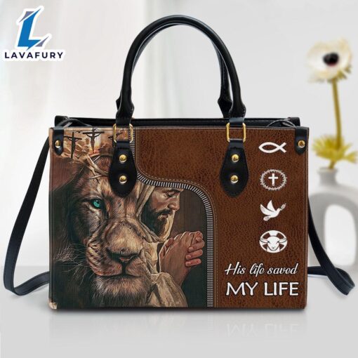 His Life Saved My Life Christian Leather Bag Christ Gifts Leather Bags Christian Leather Bag