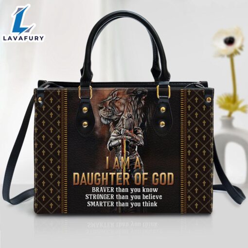 I Am A Daughter Of God Lion Leather Handbag Christ Gifts Leather Bags Christian Leather Bag