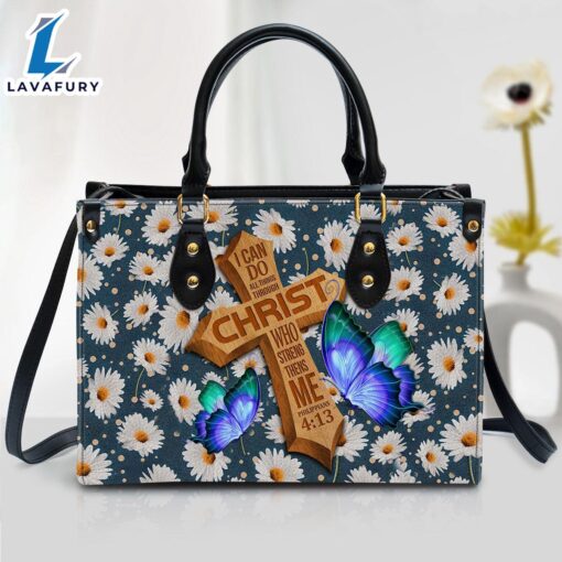 I Can Do All Things Through Christ Philippians 413 Zippered Leather Handbag Christ Gifts Leather Bags Christian Leather Bag
