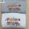 Just A Girl Who Loves Fall Embroidered Sweatshirt