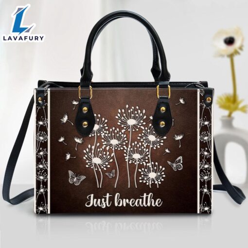 Just Breathe Stunning Dandelion Leather Handbag Christ Gifts Leather Bags Christian Leather Bag