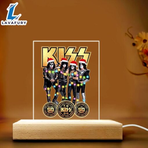 Kiss Band Led Light with Wooden Base  – Music Night Light