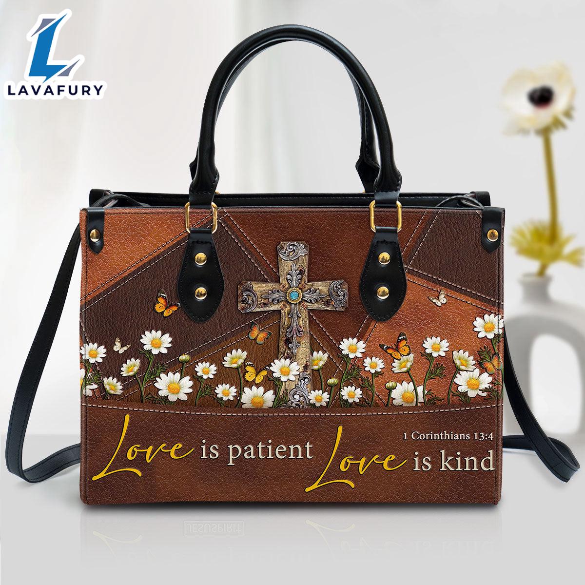 Love Is Patient Old Rugged Cross Leather Handbag Christ Gifts Leather Bags Christian Leather Bag Love Is Patient Old Rugged Cross Leather Handbag Christ Gifts Leather Bags Christian Leather Bag