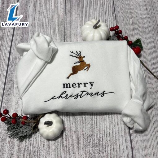 Merry Christmas Reindeer Embroidered Sweatshirt  For Man And Women