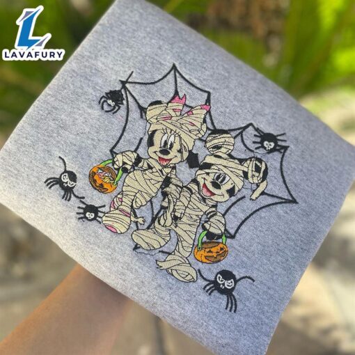 Mickey And Minnie Mummy Couple Embroidered Shirt For Man And Women