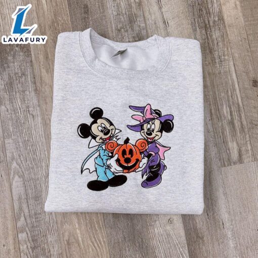 Mickey & Minnie Pumpkin Embroidery Sweatshirt For Man And Women