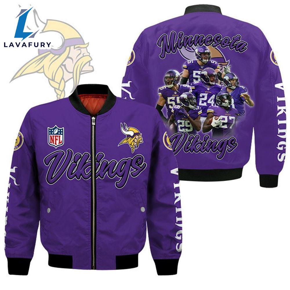 Minnesota Vikings Players Nfl Bomber Jacket For Fans Minnesota Vikings Players Nfl Bomber Jacket For Fans