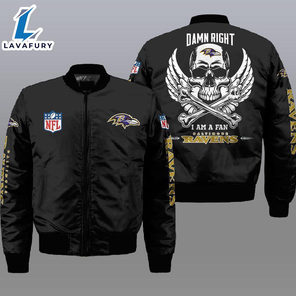 Nfl Baltimore Ravens Wings Skull 3D Bomber Jacket For Fans Nfl Baltimore Ravens Wings Skull 3D Bomber Jacket For Fans