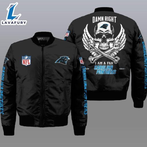 Nfl Carolina Panthers Wings Skull 3D Bomber Jacket  For Fans