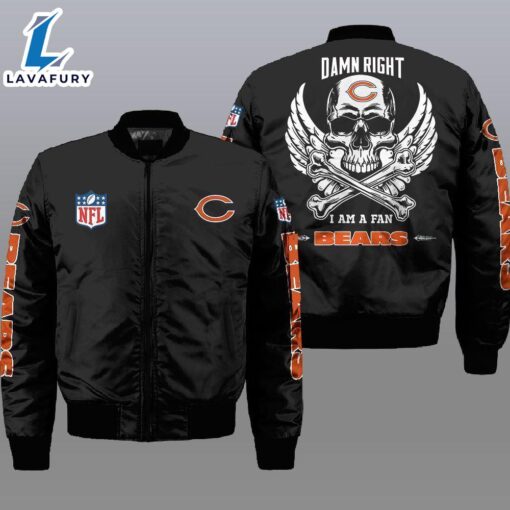 Nfl Chicago Bears Wings Skull 3D Bomber Jacket  For Fans