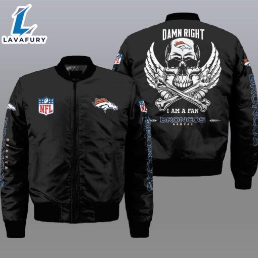 Nfl Denver Broncos Wings Skull 3D Bomber Jacket  For Fans