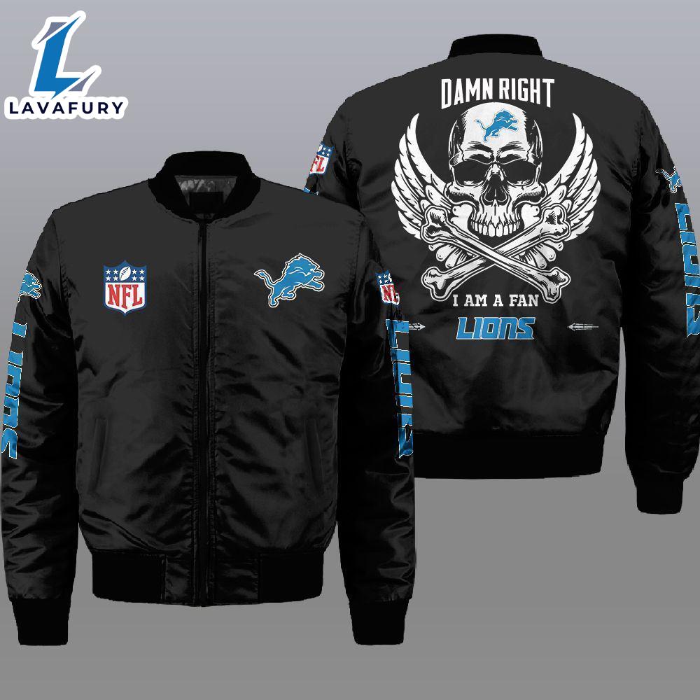 Nfl Detroit Lions Wings Skull 3D Bomber Jacket For Fans Nfl Detroit Lions Wings Skull 3D Bomber Jacket For Fans