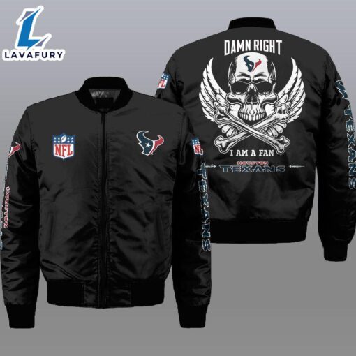 Nfl Houston Texans Wings Skull 3D Bomber Jacket  For Fans