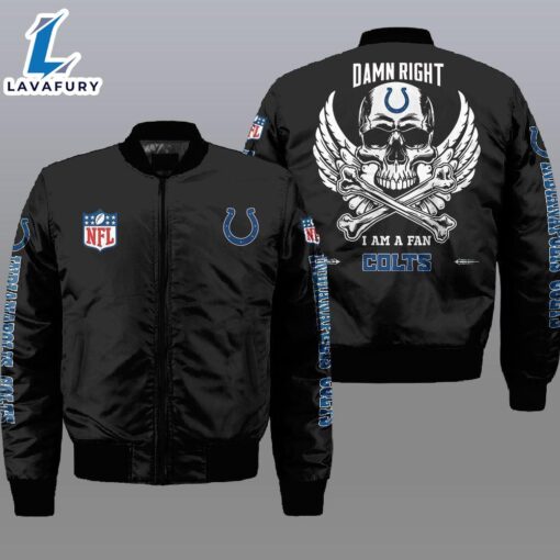 Nfl Indianapolis Colts Wings Skull 3D Bomber Jacket  For Fans