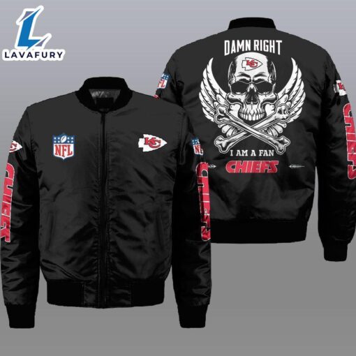 Nfl Kansas City Chiefs Wings Skull 3D Bomber Jacket  For Fans