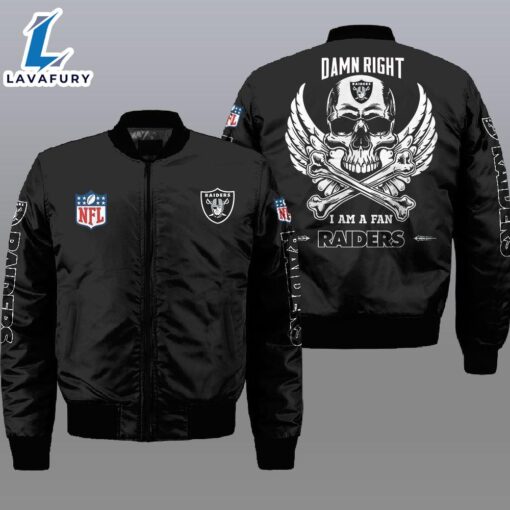 Nfl Las Vegas Raiders Wings Skull 3D Bomber Jacket  For Fans