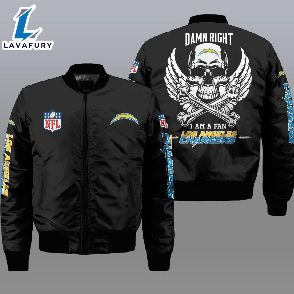 Nfl Los Angeles Chargers Wings Skull 3D Bomber Jacket For Fans Nfl Los Angeles Chargers Wings Skull 3D Bomber Jacket For Fans