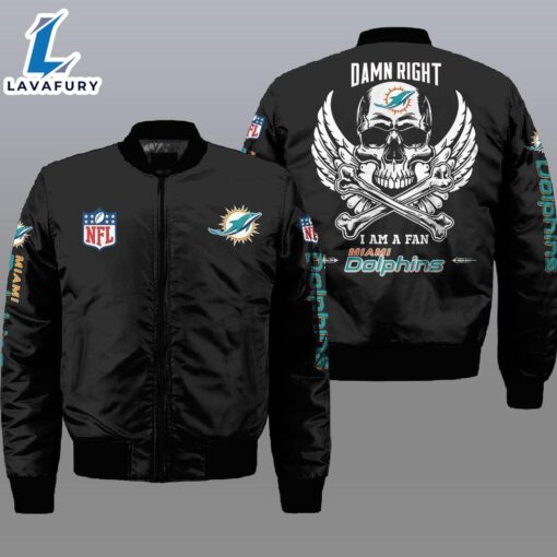 Nfl Miami Dolphins Wings Skull 3D Bomber Jacket  For Fans