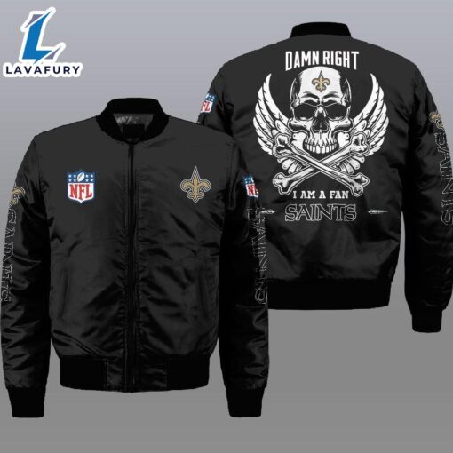 Nfl New Orleans Saints Wings Skull 3D Bomber Jacket  For Fans