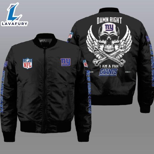 Nfl New York Giants Wings Skull 3D Bomber Jacket  For Fans