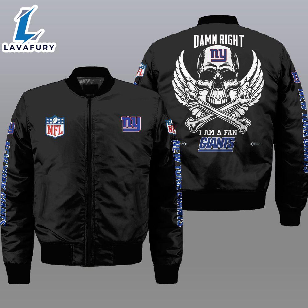 Nfl New York Giants Wings Skull 3D Bomber Jacket For Fans Nfl New York Giants Wings Skull 3D Bomber Jacket For Fans