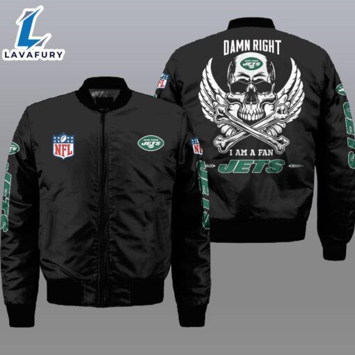 Nfl New York Jets Wings Skull 3D Bomber Jacket  For Fans