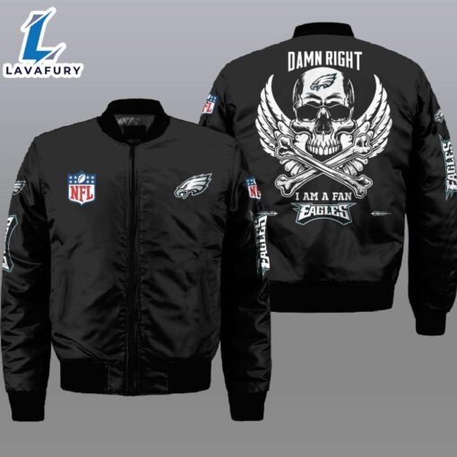 Nfl Philadelphia Eagles Wings Skull 3D Bomber Jacket  For Fans