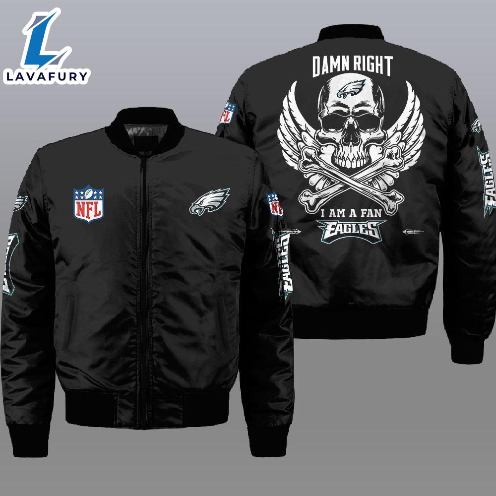 Nfl Philadelphia Eagles Wings Skull 3D Bomber Jacket For Fans Nfl Philadelphia Eagles Wings Skull 3D Bomber Jacket For Fans