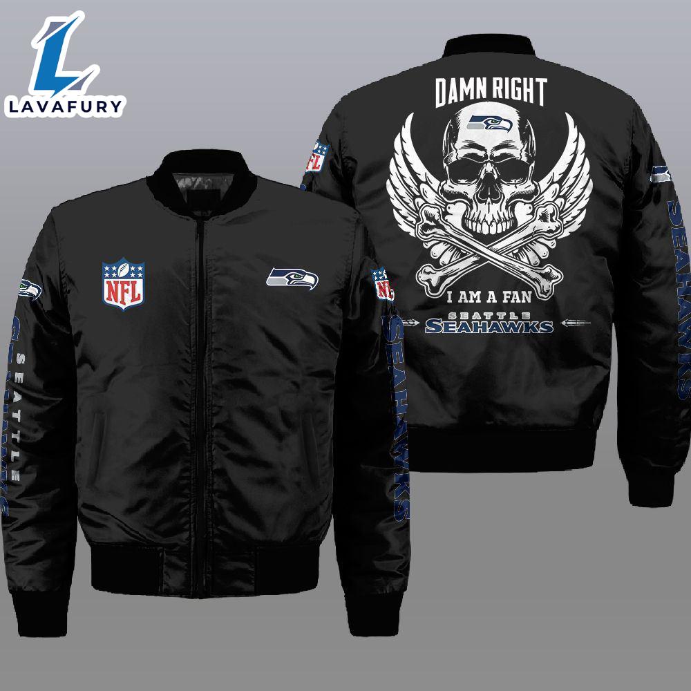 Nfl Seattle Seahawks Wings Skull 3D Bomber Jacket For Fans Nfl Seattle Seahawks Wings Skull 3D Bomber Jacket For Fans