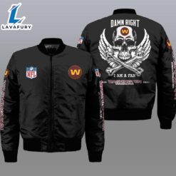 Nfl Washington Football Team Wings Skull 3D Bomber Jacket  For Fans