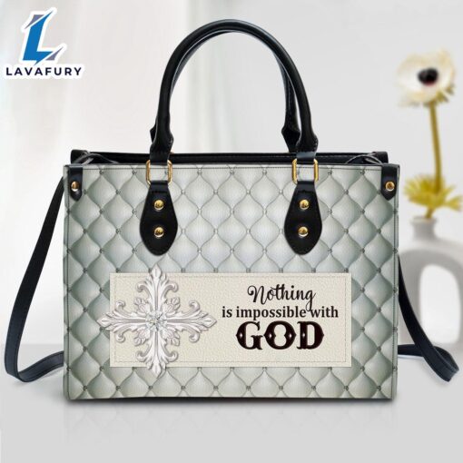 Nothing Is Impossible With God Beautiful Leather Handbag Christ Gifts Leather Bags Christian Leather Bag