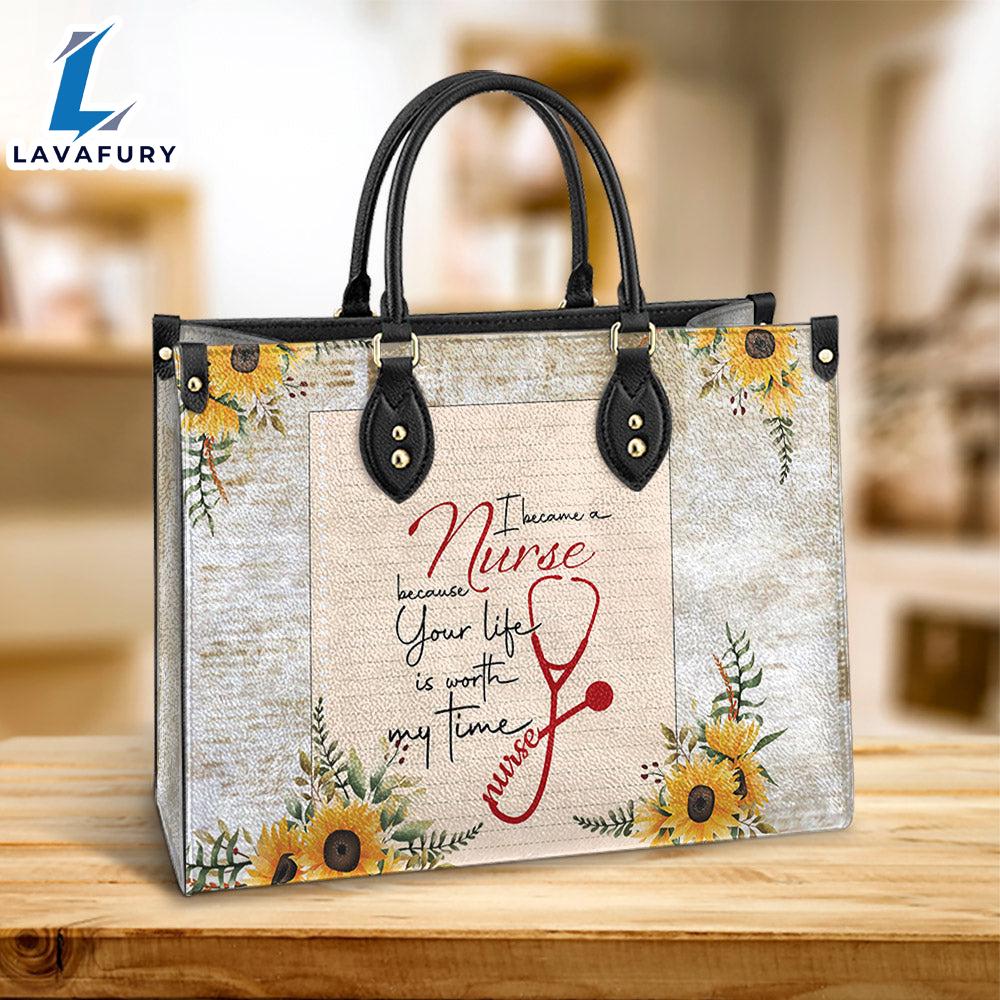 Nurse Because Your Life Is Worth My Time Leather Bag Christ Gifts Leather Bags Christian Leather Bag Nurse Because Your Life Is Worth My Time Leather Bag Christ Gifts Leather Bags Christian Leather Bag