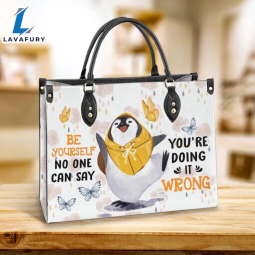 Penguin Be Yourself Leather Bag Christ Gifts Leather Bags Christian Leather Bag