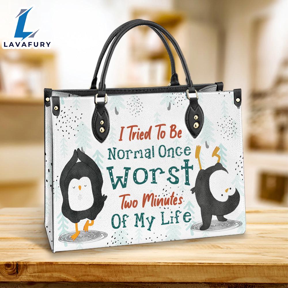 Penguin I Tried To Be Normal Once Eather Bag Christ Gifts Leather Bags Christian Leather Bag Penguin I Tried To Be Normal Once Eather Bag Christ Gifts Leather Bags Christian Leather Bag