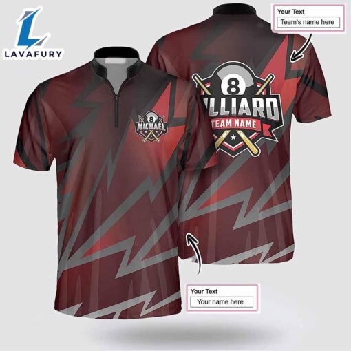 Personalized Billiard Red Black Team Billiard Jerseys Shirt For Man And Women