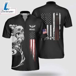 Personalized Billiard Skull American Flag Patriotic Billiard Jerseys Shirt 2 For Man And Women