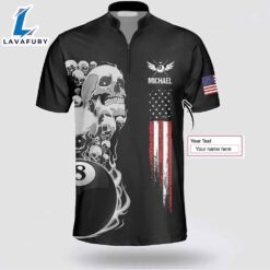 Personalized Billiard Skull American Flag Patriotic Billiard Jerseys Shirt For Man And Women